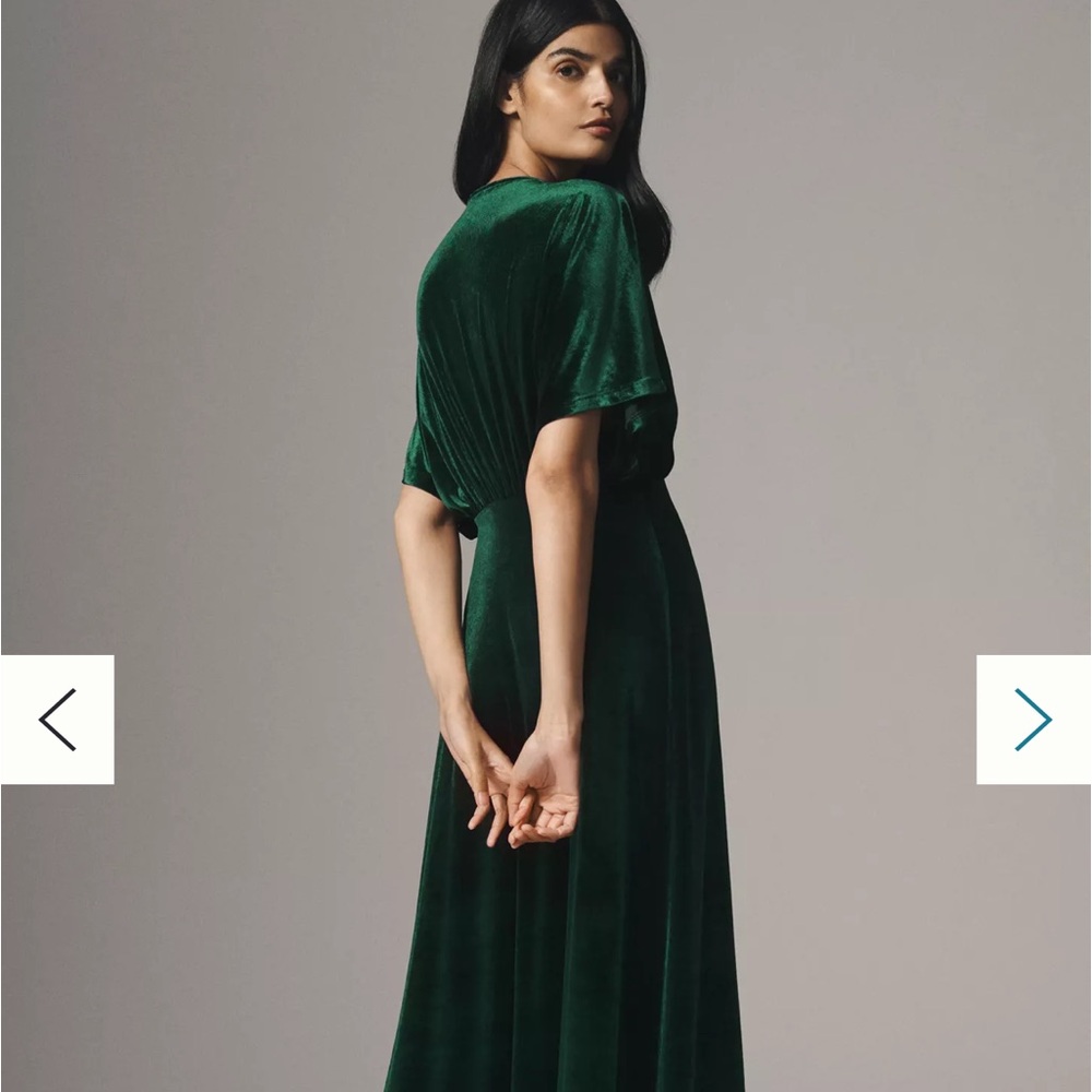 BHLDN Amelia Deep-V Stretch Velvet Maxi Dress